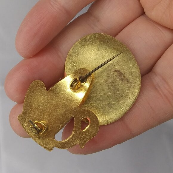 VTG Pin Brooch Lion Articulated moveable poseable head whimsical fun enamel - Picture 11 of 16